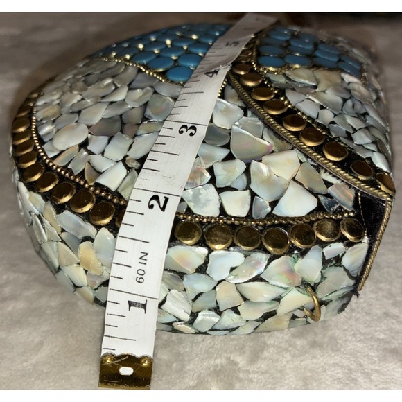 Ramla Porte-Moi Clutch Moroccan Mosaic Pearl/Turquoise Gold‎ Handmade NEW